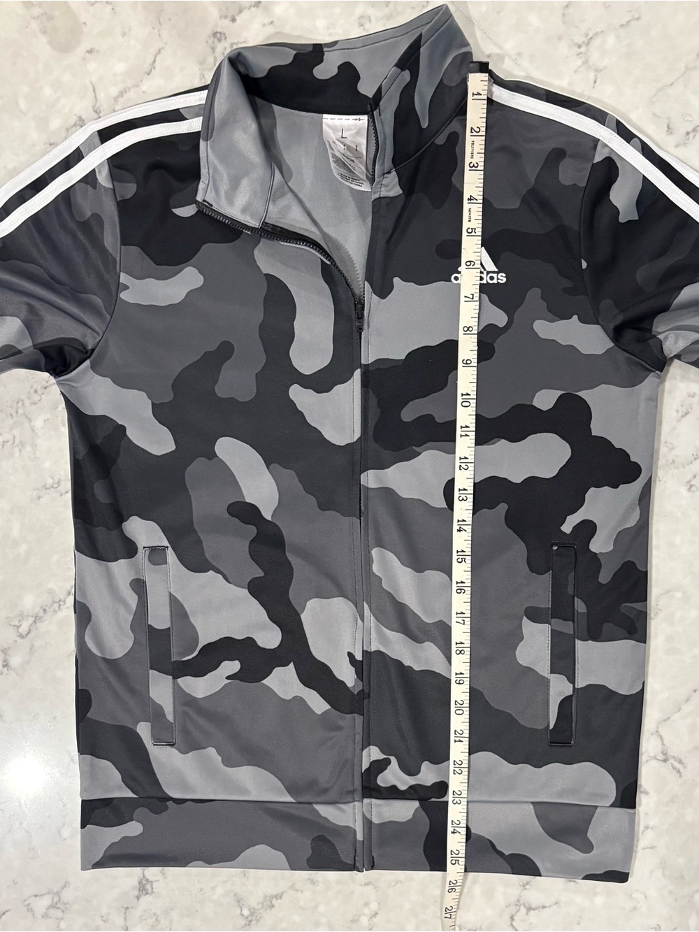 NWT ADIDAS Youth Large (14/16) Black & Gray Camo Lightweight Track Jacket - Picture 3 of 7